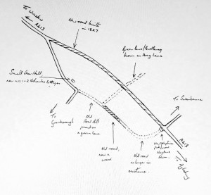 Sketch map to show road changes near Swanbourne