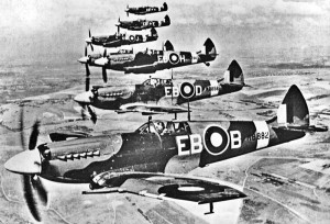A formation of Supermarine Spitfires, 1940.
