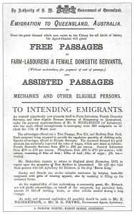 Swanbourne to Australia free passage advertisement.