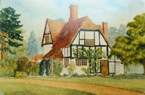 vy Cottage painted by T.F.Fremantle, 1887 showing new road to Swanbourne House
