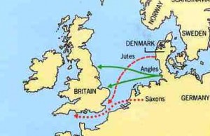 Anglo-Saxon migration routes.