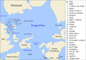 German fleet interned at Scapa Flow (Orkney Islands, Scotland) in 1919