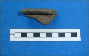 Late Saxon cooking pottery fragment found by Clive Rodgers in Charlton Close, 2010.