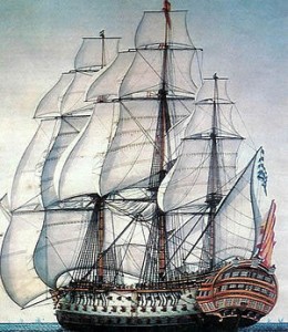 The Spanish Naval flagship Santisima Trinidad, one of the most powerful warships in the world outgunned the Neptune, but was boarded captured and plundered by Captain Fremantle and his men.