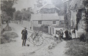 The first Methodist Chapel, on the same site was smaller with sash windows.  Tinkers stand in front.