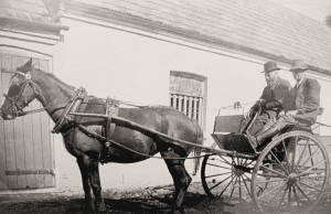 Rees Rees and his nephew James James with their horse called Bonfire