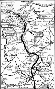 Map of the First Battle of Ypres, May, 1914